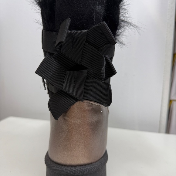 Women BOOTS WITH BOW fur line  2060 black - Picture 4 of 6